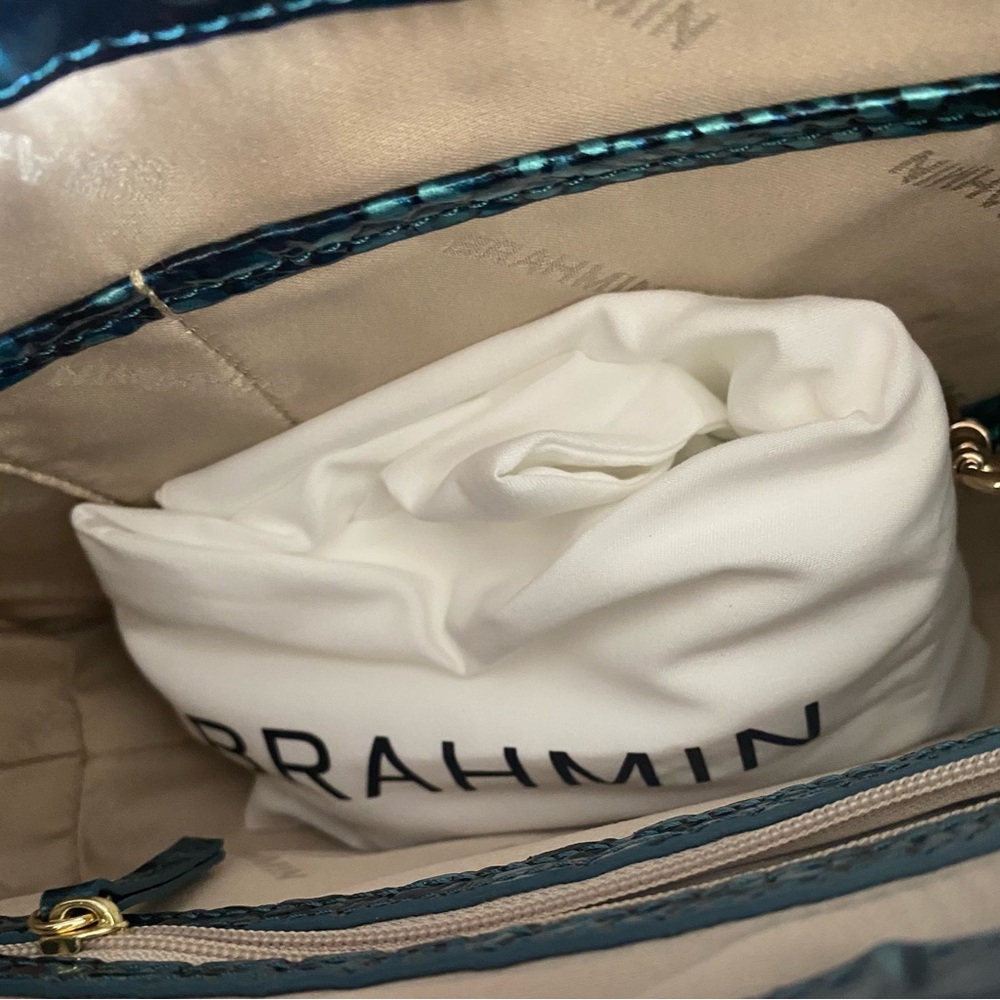 BRAHMIN… NWT SHAYNA CROSSBODY HANDBAG IRIDESCENT TEAL - Picture 13 of 16